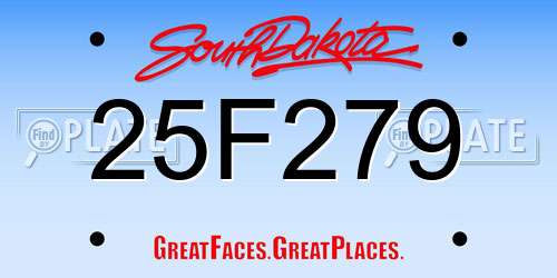 25F279 South Dakota License Plate