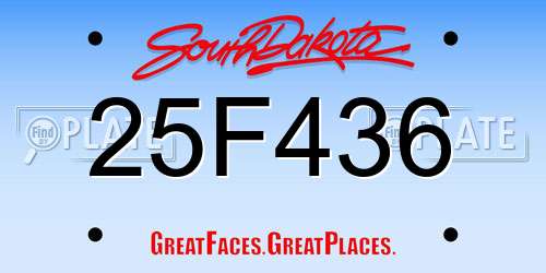 25F436 South Dakota License Plate