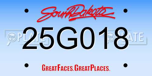 25G018 South Dakota License Plate