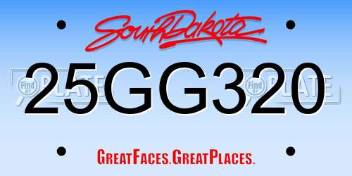 25GG320 South Dakota License Plate