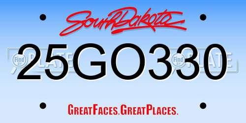 25GO330 South Dakota License Plate
