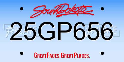25GP656 South Dakota License Plate