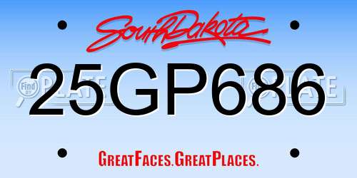 25GP686 South Dakota License Plate