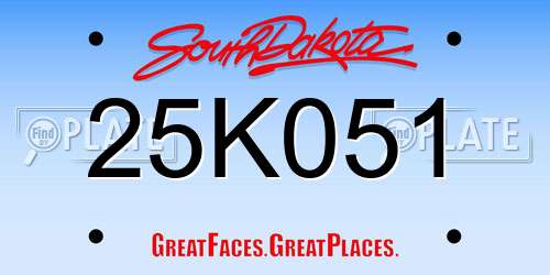 25K051 South Dakota License Plate