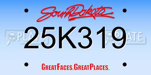25K319 South Dakota License Plate