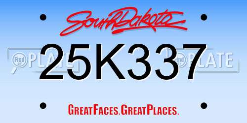 25K337 South Dakota License Plate