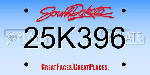 25K396 South Dakota License Plate