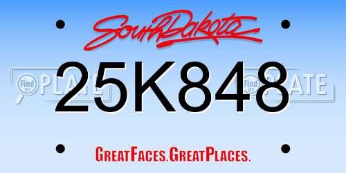 25K848 South Dakota License Plate