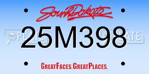 25M398 South Dakota License Plate