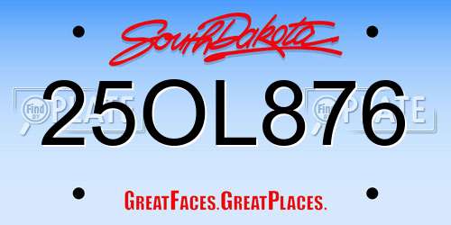 25OL876 South Dakota License Plate