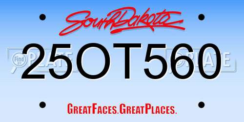 25OT560 South Dakota License Plate