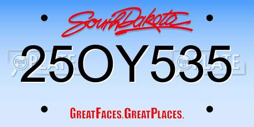 25OY535 South Dakota License Plate
