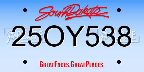 25OY538 South Dakota License Plate