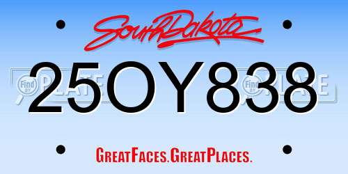 25OY838 South Dakota License Plate