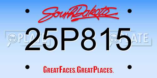 25P815 South Dakota License Plate
