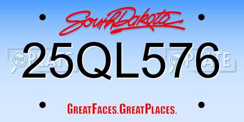 25QL576 South Dakota License Plate