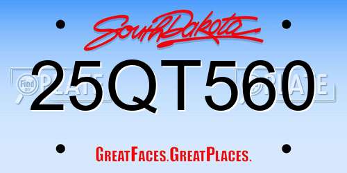 25QT560 South Dakota License Plate