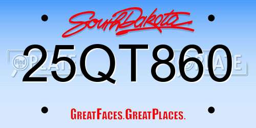 25QT860 South Dakota License Plate