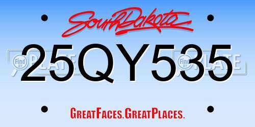 25QY535 South Dakota License Plate