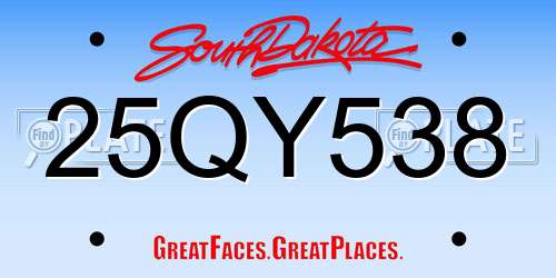 25QY538 South Dakota License Plate