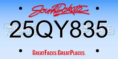 25QY835 South Dakota License Plate