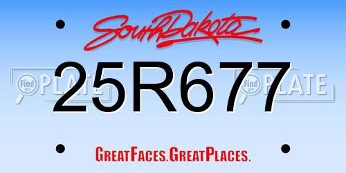 25R677 South Dakota License Plate