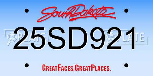 25SD921 South Dakota License Plate