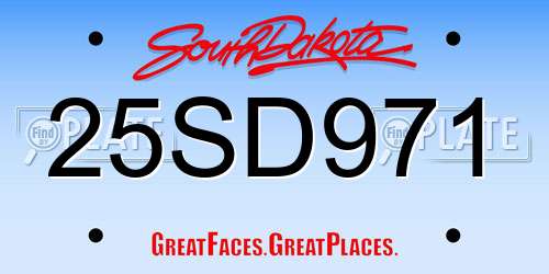 25SD971 South Dakota License Plate