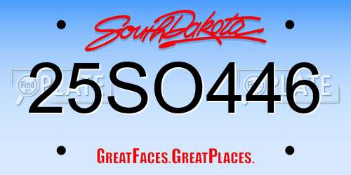 25SO446 South Dakota License Plate