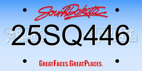 25SQ446 South Dakota License Plate