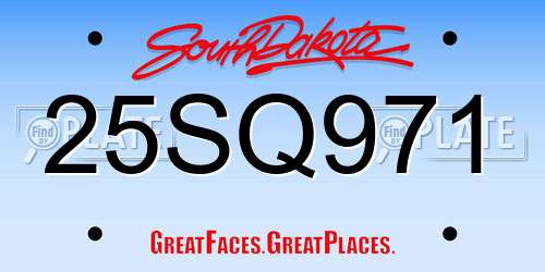 25SQ971 South Dakota License Plate