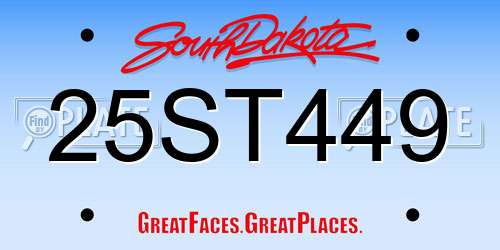25ST449 South Dakota License Plate