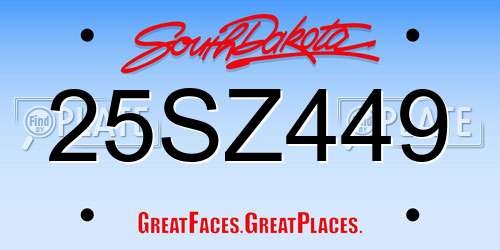 25SZ449 South Dakota License Plate