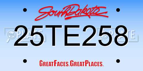 25TE258 South Dakota License Plate