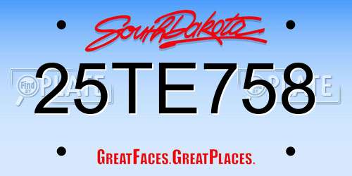 25TE758 South Dakota License Plate