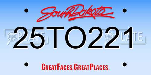 25TO221 South Dakota License Plate