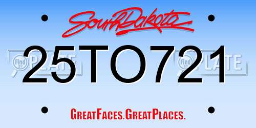 25TO721 South Dakota License Plate