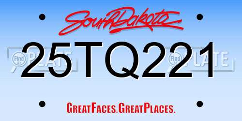 25TQ221 South Dakota License Plate