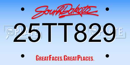25TT829 South Dakota License Plate