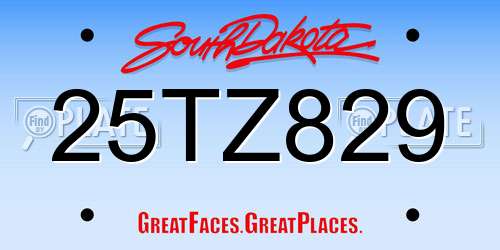 25TZ829 South Dakota License Plate