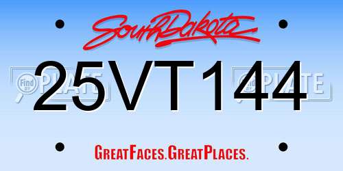 25VT144 South Dakota License Plate