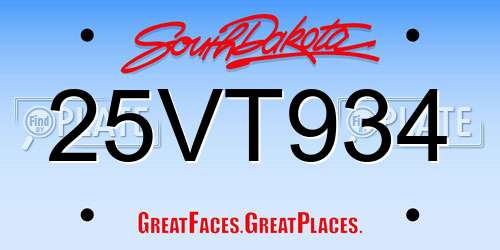 25VT934 South Dakota License Plate