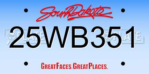 25WB351 South Dakota License Plate
