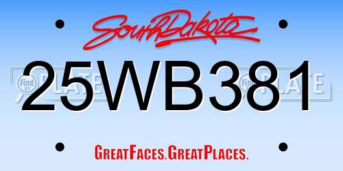 25WB381 South Dakota License Plate