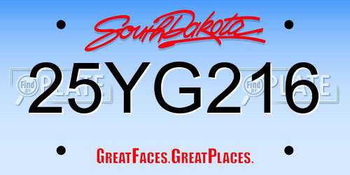 25YG216 South Dakota License Plate