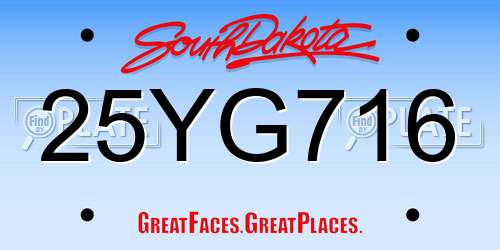 25YG716 South Dakota License Plate