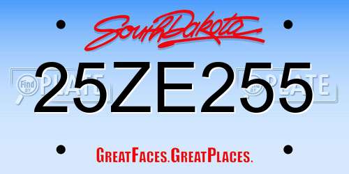 25ZE255 South Dakota License Plate