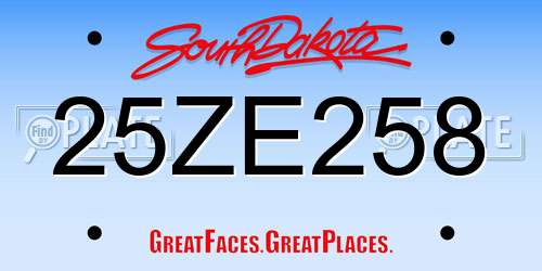 25ZE258 South Dakota License Plate