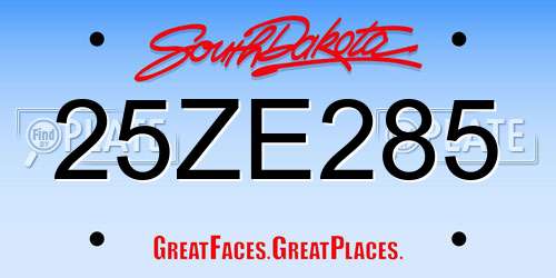 25ZE285 South Dakota License Plate