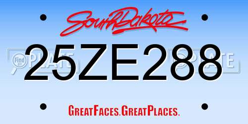 25ZE288 South Dakota License Plate